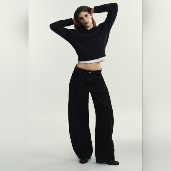 Zara Denim - Zara Women's Mid-rise Oversize Black Flare Jeans